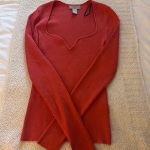 Red rib-knit top